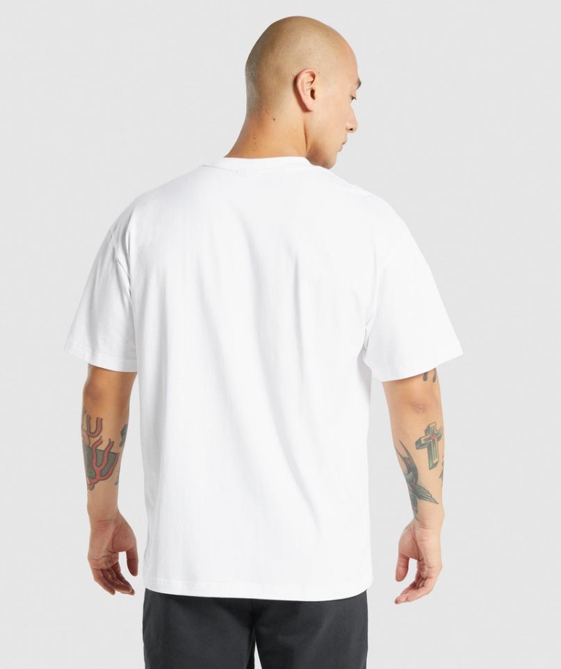 Men's Gymshark Essential Oversized T-Shirts White | NZ 0SBXPN